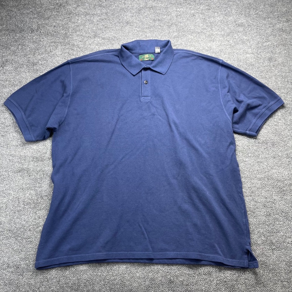Orvis Mens XXL Blue Short Sleeve Combed Cotton Pique Polo Shirt